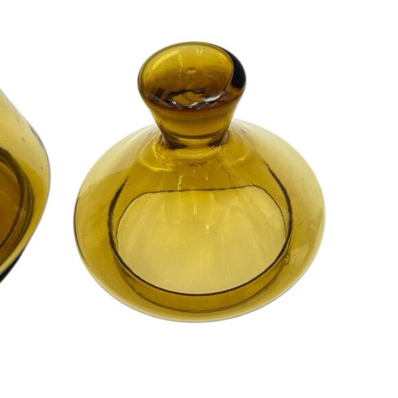 Vintage Amber Glass Apothecary Jar Candy Dish With Lid READ - Picture 3 of 10